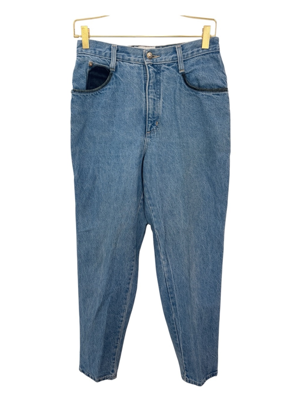 Vintage 90s Caché High-Waisted Leather Trim Studded Western Jeans Size 10